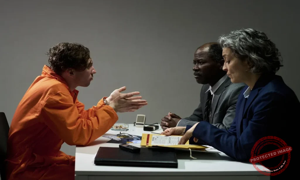 Post-conviction relief attorney reviewing criminal court files and constitutional legal documents