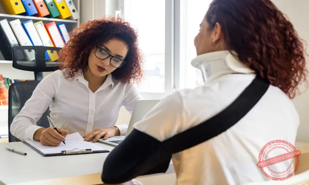 Worker's Compensation Law attorney helping injured employee review workplace injury compensation documents